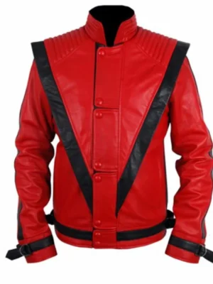Michael Jackson Music Thriller Red Leather Jacket