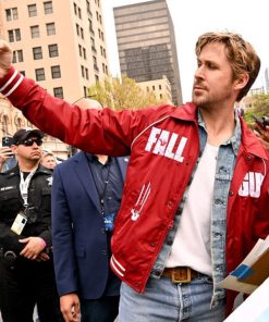 The Fall Guy SXSW Ryan Gosling Red Bomber Jacket