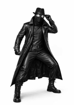 Handmade Spider-Noir Leather Trench Coat Nicolas Cage Cosplay Outfit