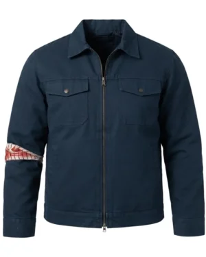 Reacher S04 2026: Alan Ritchson Navy Blue Cotton Jacket