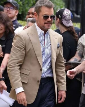 Matt Damon The Odyssey 2026 London Premier Beige Blazer