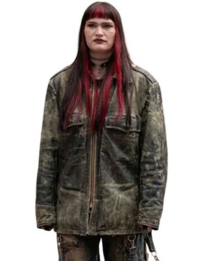 Auguste Roommates 2026 Movie Ivy Wolk Distressed Leather Jacket