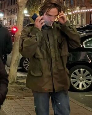 Movie Here Comes the Flood 2026 Robert Pattinson Green Hooded Jacket
