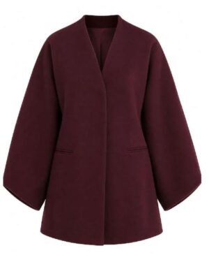 Shophie Thatcher Movie Her Private Hell 2026 Elle Burgundy Wool Coat