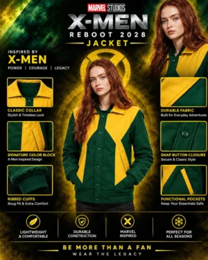X-Men Reboot 2028: Jean Grey (Sadi Sink) Mutant Classic Comic Inspired Jacket