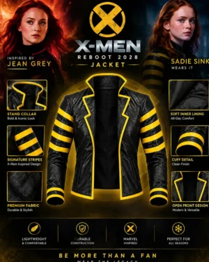 X-Men Reboot 2028: Jean Grey (Sadi Sink) Marvel Comic Cosplay Jacket