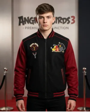 Angry Birds Part 3 2026: Movie Premium Cosplay  Black and Red Bomber Jacket