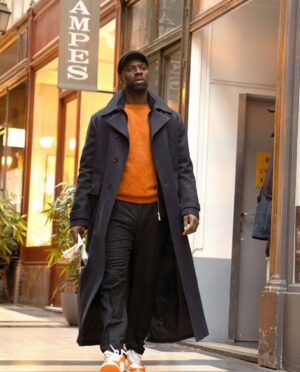 Lupin S04: Omar Sy (Assane Diop) Wool Blend Black Long Coat