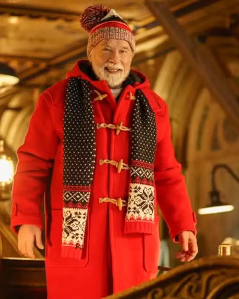 Hooded Christmas red winter coat
